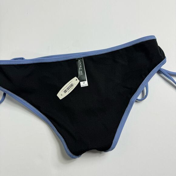 Adore Me Solid Bikini Bottoms Size Medium Steel Blue Hip Tie Swim Bottoms - Picture 8 of 9
